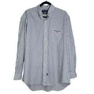 Ralph Lauren Sport Vintage Men’s L White & Blue Cotton Striped Long Sleeve